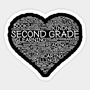 Second Grade Word Heart T-Shirt 2nd Grade Student Teacher Sticker